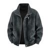 Jacket Men's PU Suede Leather Jacket Men's Loose Cotton Jacket Men's Coat Stand Collar Leather Jacket