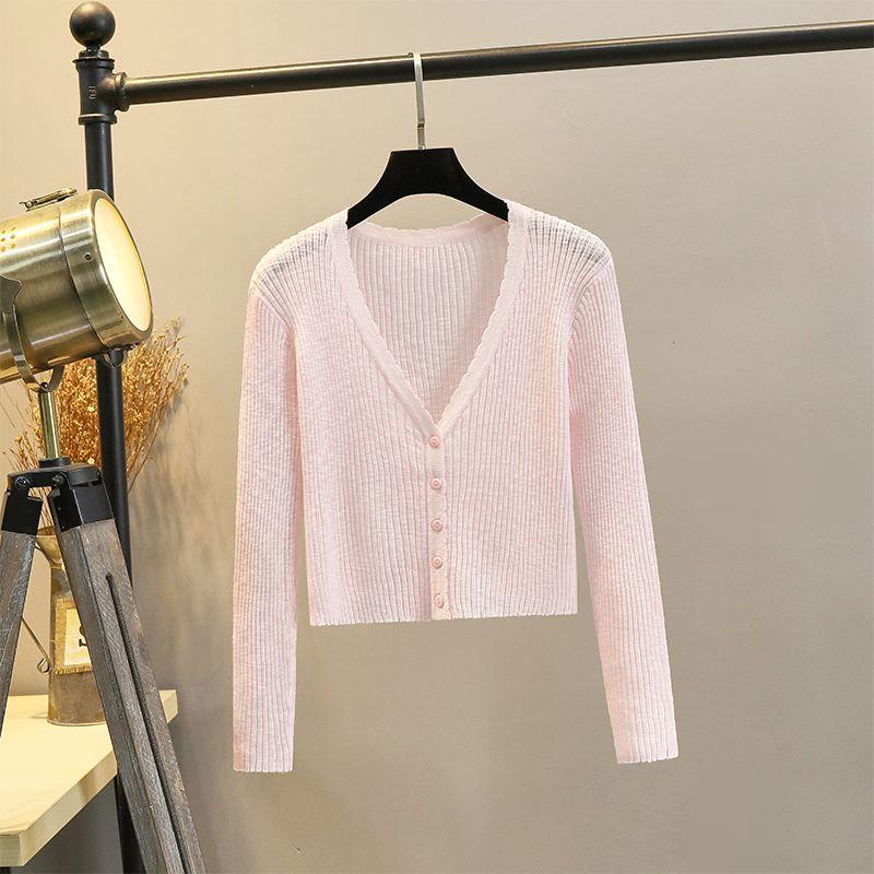 

Thin Ice Silk Summer Coat Sunscreen Shawl Cardigan Pink -5 Deductions XL