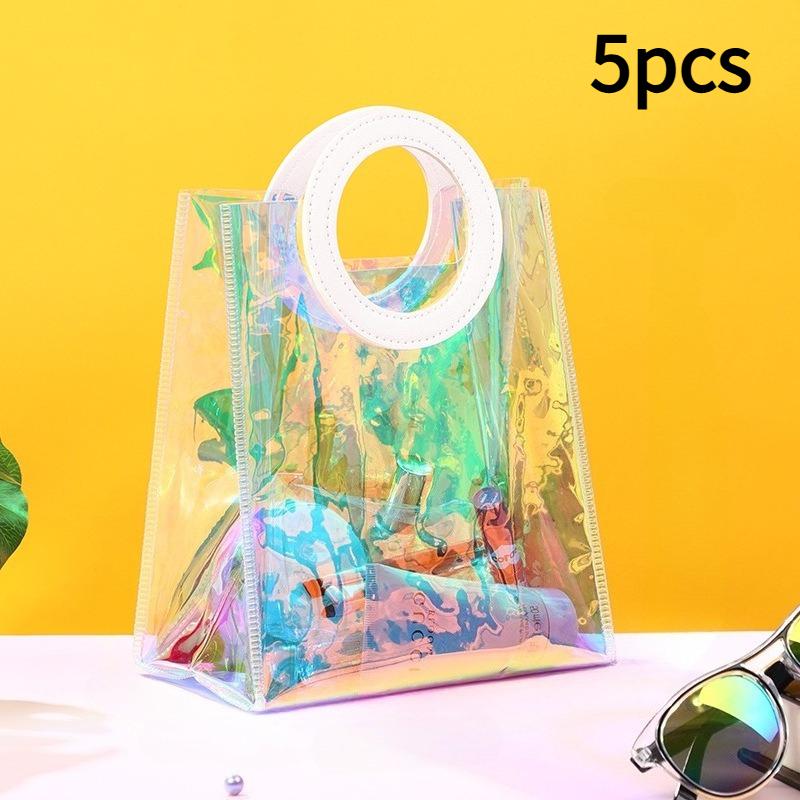 5pcs Holographic Gift Bags, Party Favor Bags, Holiday Gift Bags