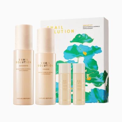 [Aufhellung/Faltenverbesserung] Schneckenschleim-Lösung Typ 2 Spezial-Set Haut-Booster 130+31ml + Emulsion 120+31ml