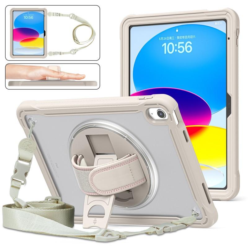 IPad 10th Gen 10.9 Inch Case Shockproof Full Body Cover With 360 Rotating Stand TPU Hand Strap