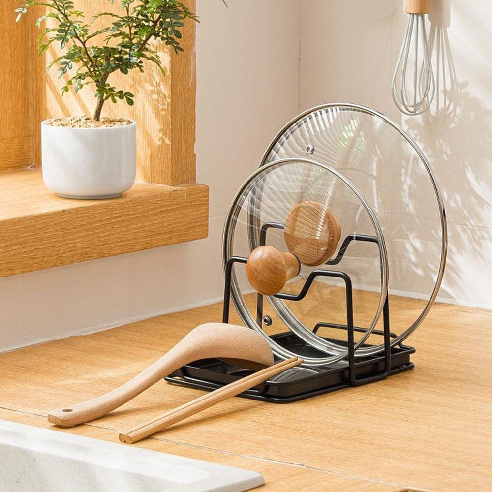Rustproof Pan Pot Lid Holder Iron Shovel Spoon Rest Multifunctional Cutting Board Stand  Countertop