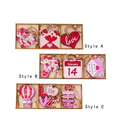 9Pcs Valentines Wooden Hanging Ornaments for DIY Crafts Project Wall Kitchen