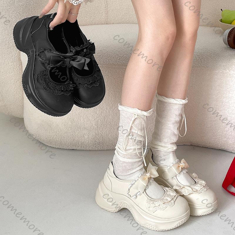 Feiern Sie Retro Ballettstil Sneaker Flacher Ausschnitt Dicke Sohle Einzelschuh für Damen Frühling Herbst Lässig Sport Mary Jane Schuhe