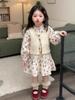 2025 Autumn Floral Dress & Sweater Vest Set for Girls – Fashionable Princess Outfit