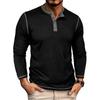 Men's Color Blocked Versatile Long Sleeved Shirt Retro T-shirt Bottom Shirt