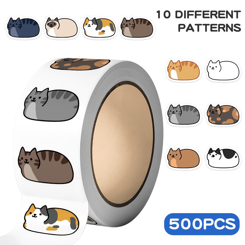 

Рулон стикеров с мультяшными котами - 500 листов для дневников, поделок своими руками и запечатывания конвертов. JJT160