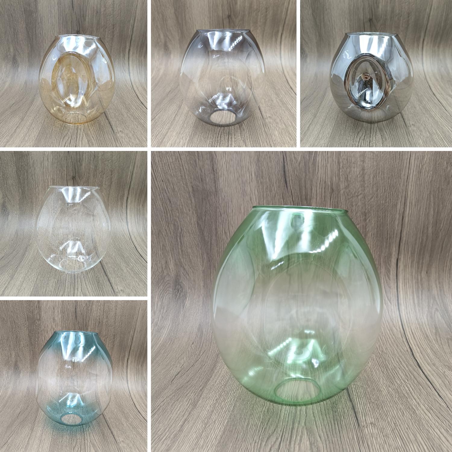 Янтарный Градиентный Стеклянный Люстра - Европейский Стиль Молекулярный Дизайн для Гостиной или Столовой Three-Sided Concave Transparent 15CM