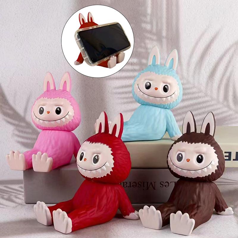 Labubu Blind Box The Monsters Heart-Moving Macaron Doll Mobile Phone Holder Figure Tabletop Ornament Doll Kid Birthday Gift