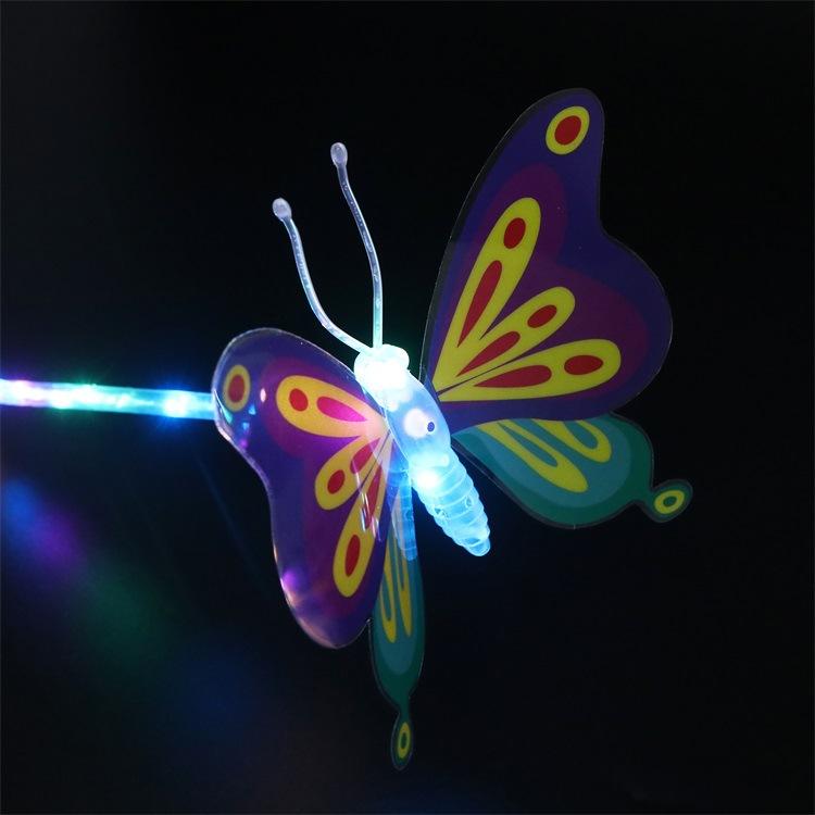 5PCS New Butterfly Fairy Wand Led Light Up Flashing Magic Wand Girls Princess Role Play Props Dollhouse Party Toys Gifts