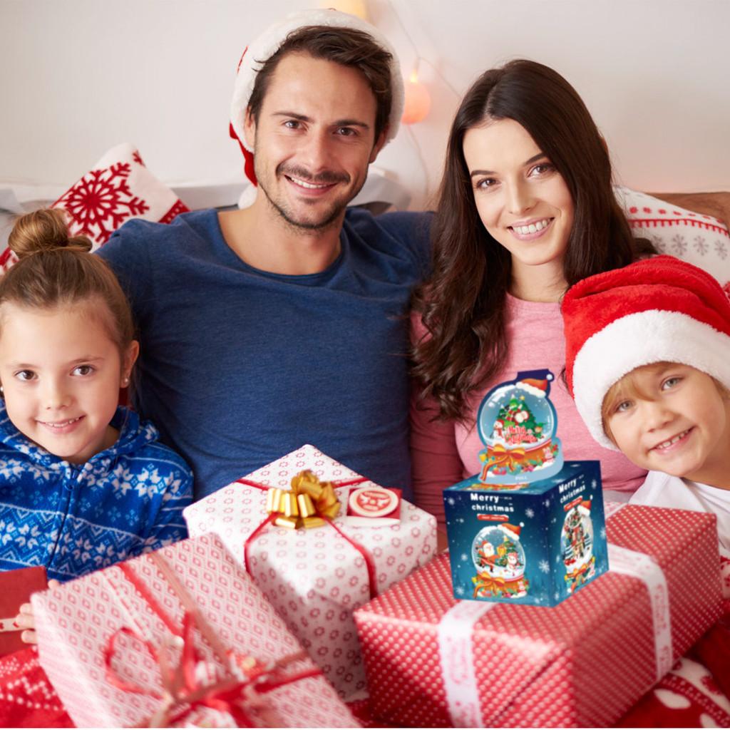 Themed Christmas Blue Crystal Ball Pattern Gift Box Atmosphere Decoration Prop