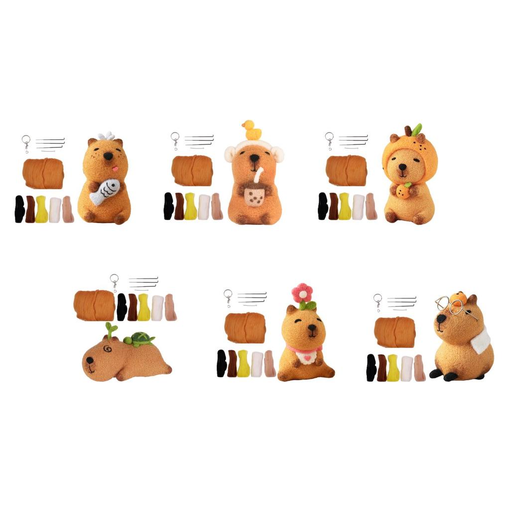 Capybara Stuffed Toy Cartoon Interactive Toy DIY Wool Felt Material Felting Craft Project for Children Beginners Adults Gifts