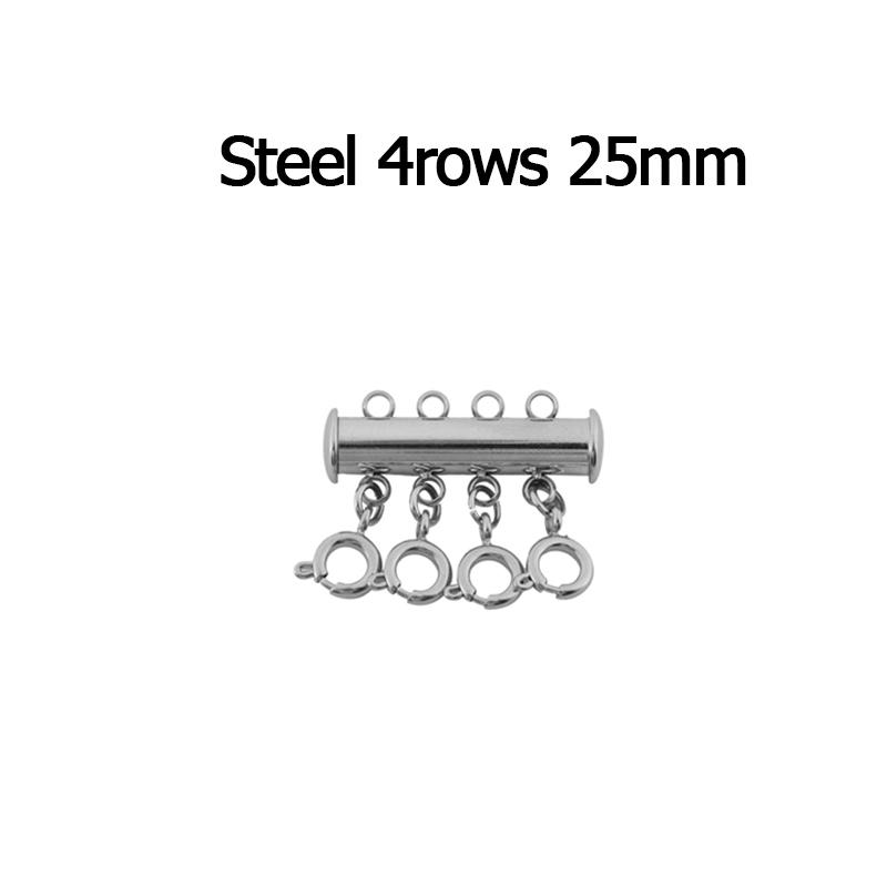 LOULEUR Stainless Steel Spring Buckle Lobster Clasps Connectors Slide Tube Lock Spacer Clasp Multi Strands Magnetic wholesale