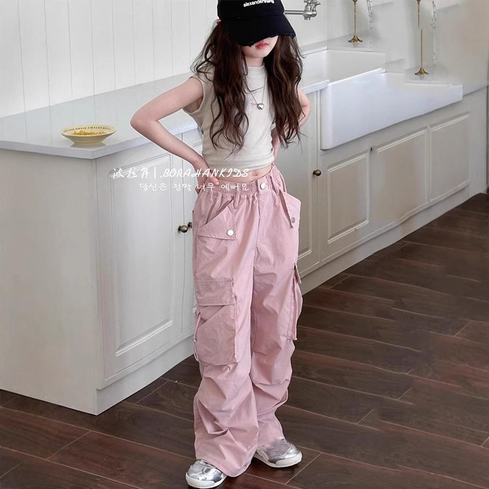 Girls' Western Style Overalls Spring and Summer Children's Casual Pants Big Children's Loose Straight-leg Pants Boys' Pants