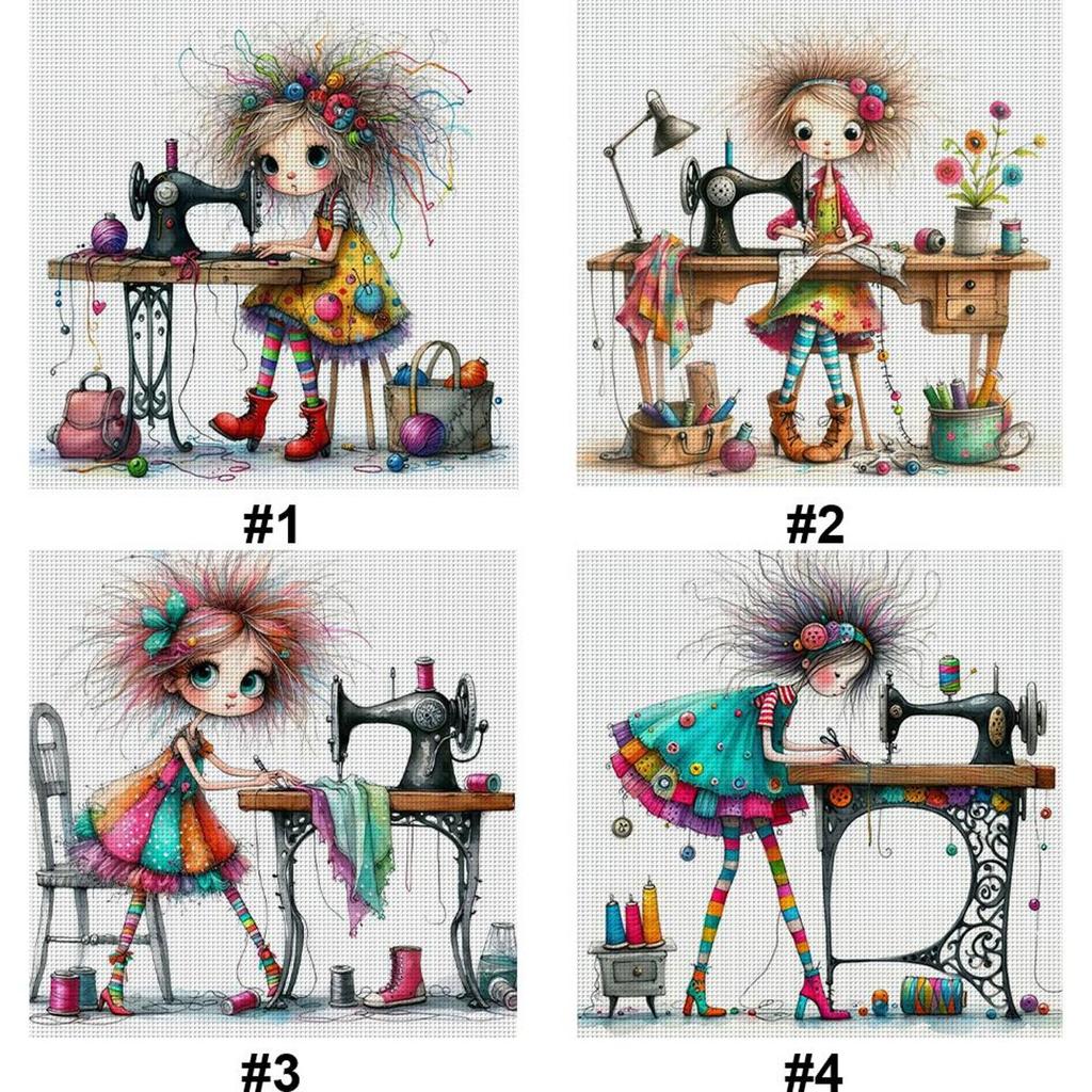 Vollstickerei Baumwollgarn 11CT Gedrucktes Mädchen Kreuzstich-Set Kunst 40x40cm