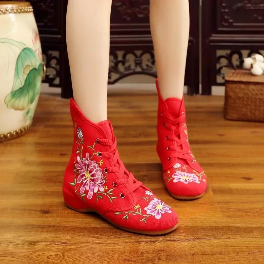 Fashion Ethnic Style Women Shoe Embroidery Shoes for Woman Casual Streetwear Sneaker Winter Warm Vintage Ladies Shoe Zapatillas De Mujer