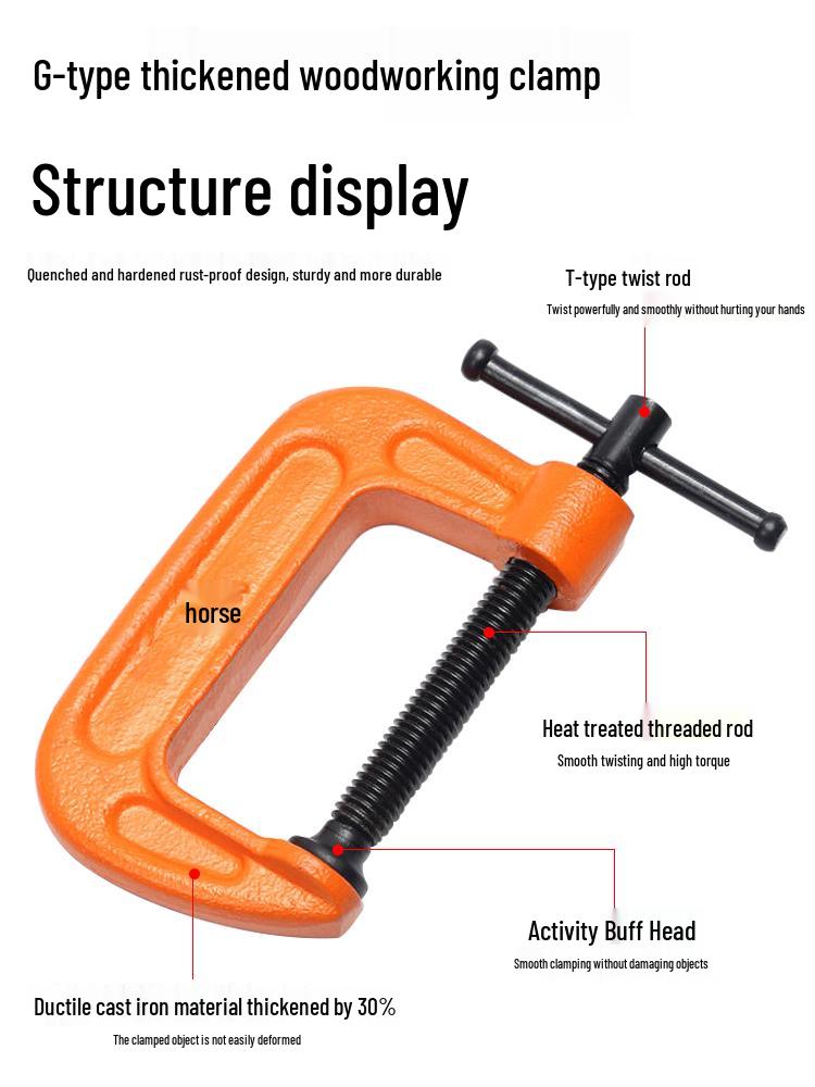 Heavy-Duty Quick Woodworking G-Clamp for Door and Window Fixing