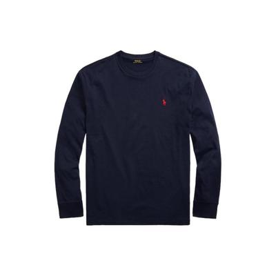 Polo FW22 Solid Logo Embroidered Crew Neck Long Sleeve T-Shirt Men Tops Dark-Blue MNPOTSH16820261-410