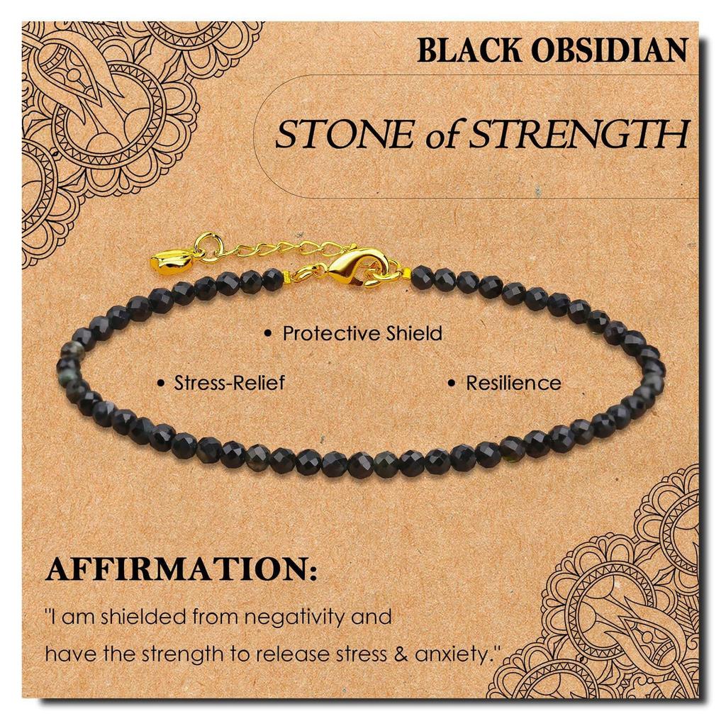 Natural chalcedony corner-cutting beads bracelet Adjustable gold chain incentive gift 3mm corner-cutting garnet bracelet