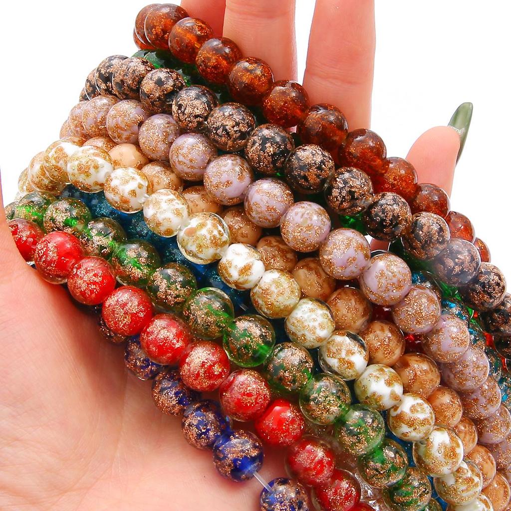 10pcs/Bag Glass Beads Round Ball Handmade Luminous Lampwork Loose Beads for Earring Bracelet Necklace DIY Jewelry Making Findings