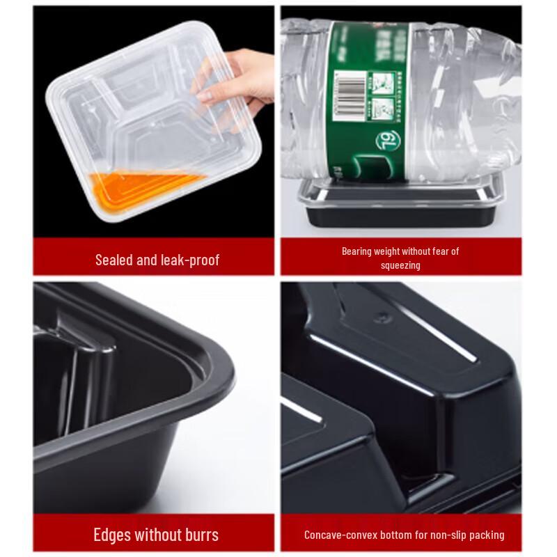 Disposable 3-Compartment Food Containers