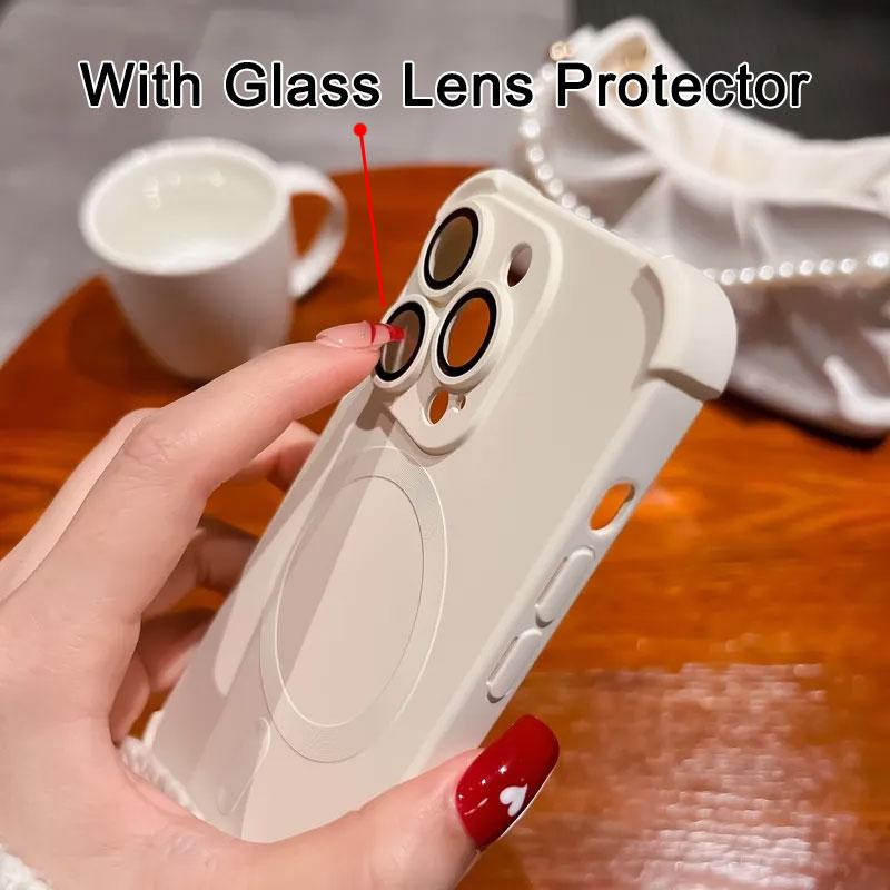 Magnetic Shockproof Silicone Bumper Phone Case For iPhone 17 16 15 14 13 12 Pro Max Plus For Magsafe Wireless Charge Cases Cover