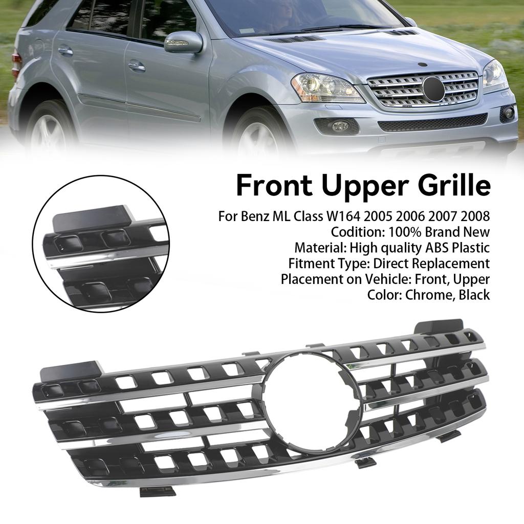 Front Grille Grill Fit Mercedes ML-Class W164 2005-2008 Chrome/Black