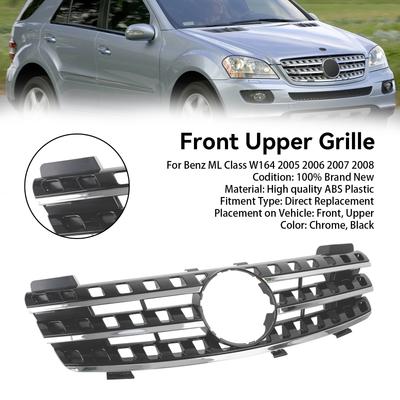Priekinės grotelės Tinka Mercedes ML klasės W164 2005-2008 Chromas/Juoda
