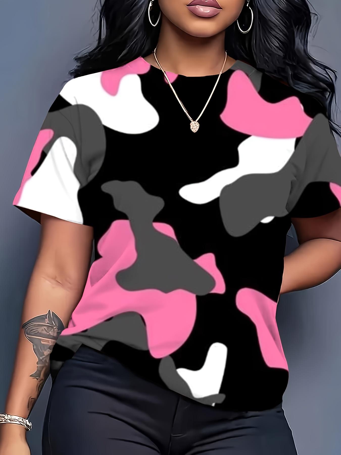 

Vibrant colorful splash print T-shirt casual large size short-sleeved summer clothing 5XL