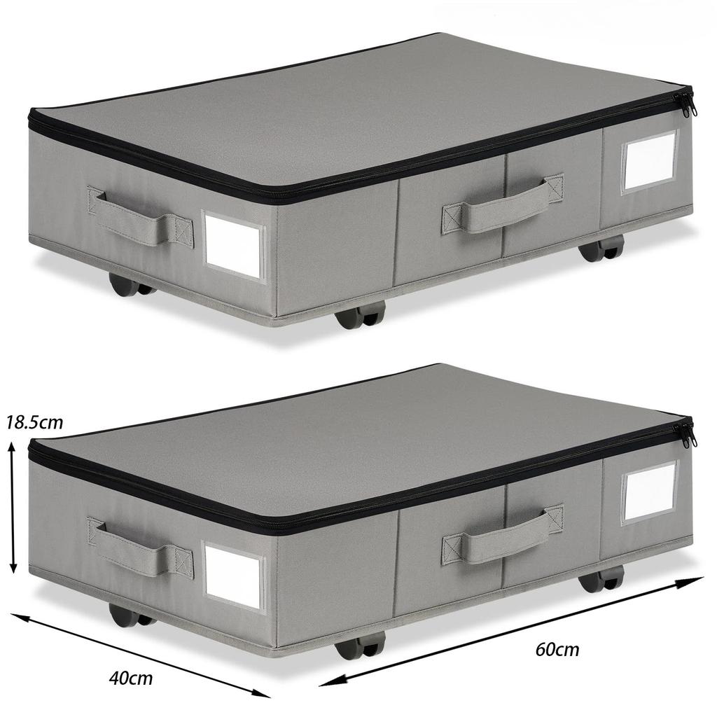 Underbed Rolling Storage Box Large Portable Foldable Wheeled Dustproof Home Space Saving for Travel Clothes Mobile Organizer