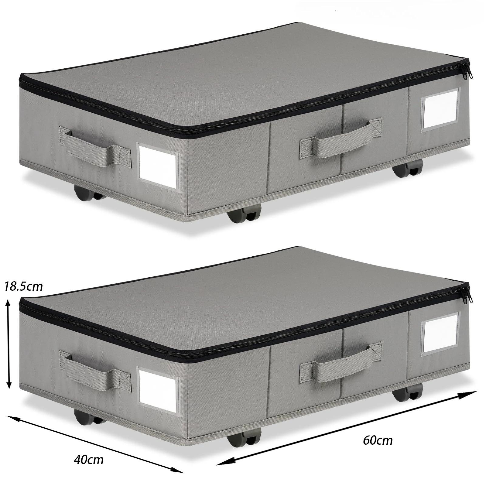 

Underbed Rolling Storage Box Large Portable Foldable Wheeled Dustproof Home Space Saving for Travel Clothes Mobile Organizer