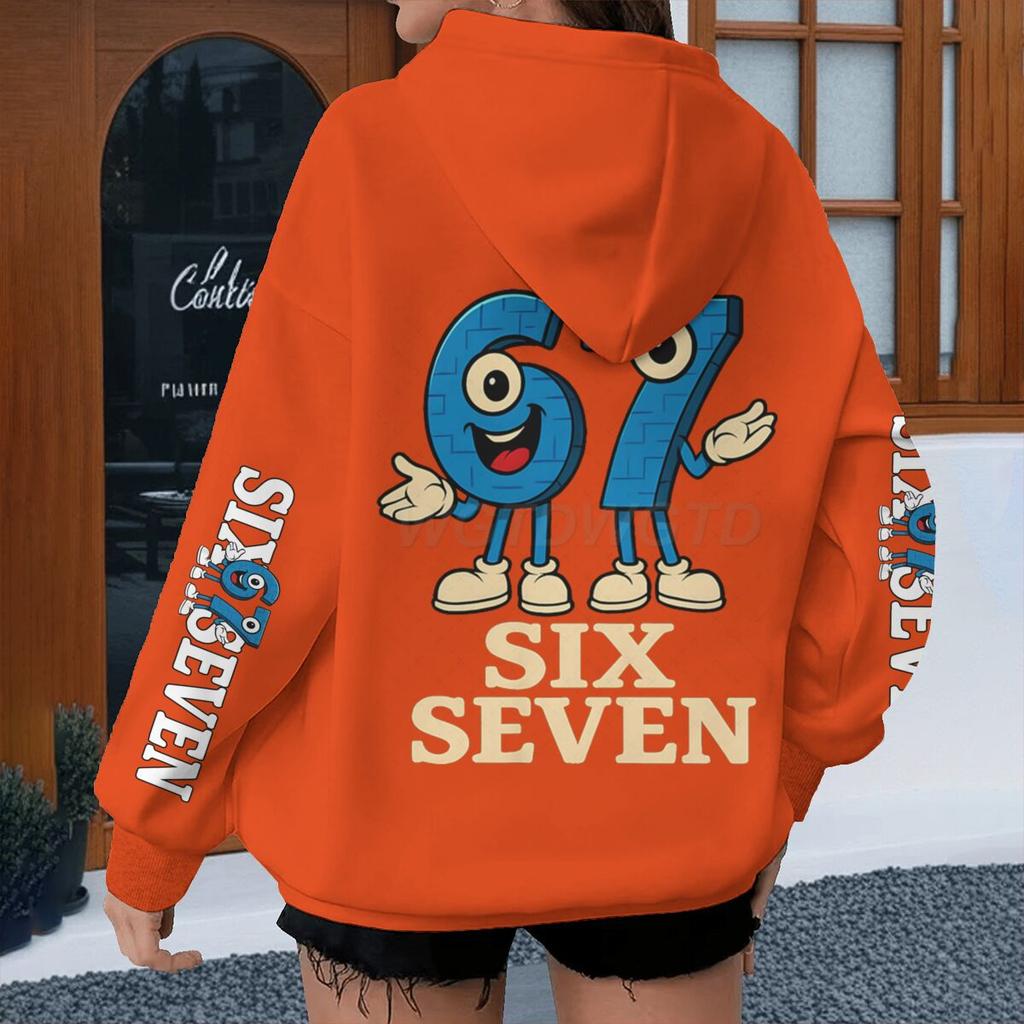 Men Women Meme Six Seven Hoodies Vintage Long Sleeve 67 Theme Streetwear Loose Six Seven Fun Couple Hoodie