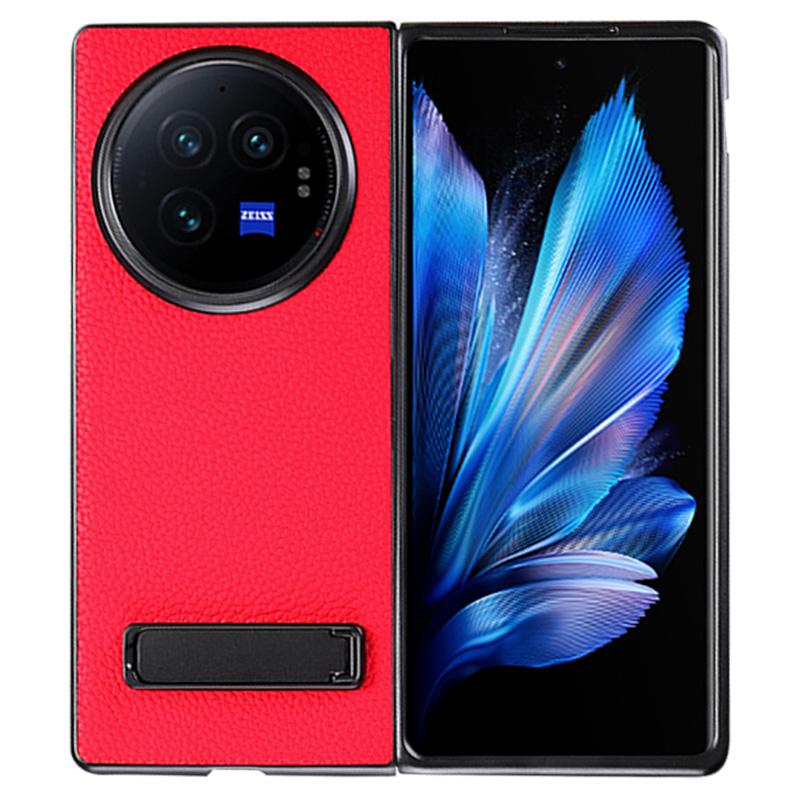 For vivo X Fold3 Pro Cell Phone Cover Drop-proof PC+PU Leather Hidden Kickstand Case