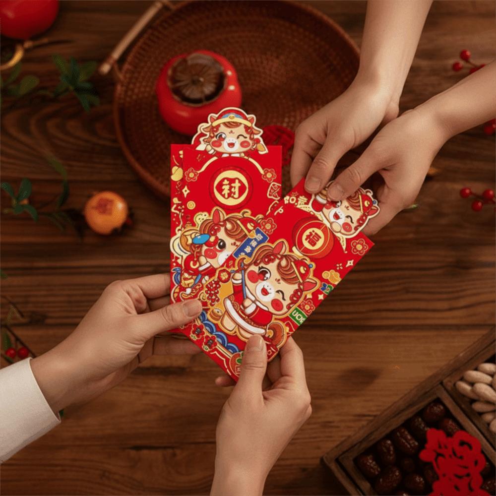 4pcs Fortune Chinese Style Red Envelope Traditional Blessing Lucky Money Packets Paper Red Packets New Year