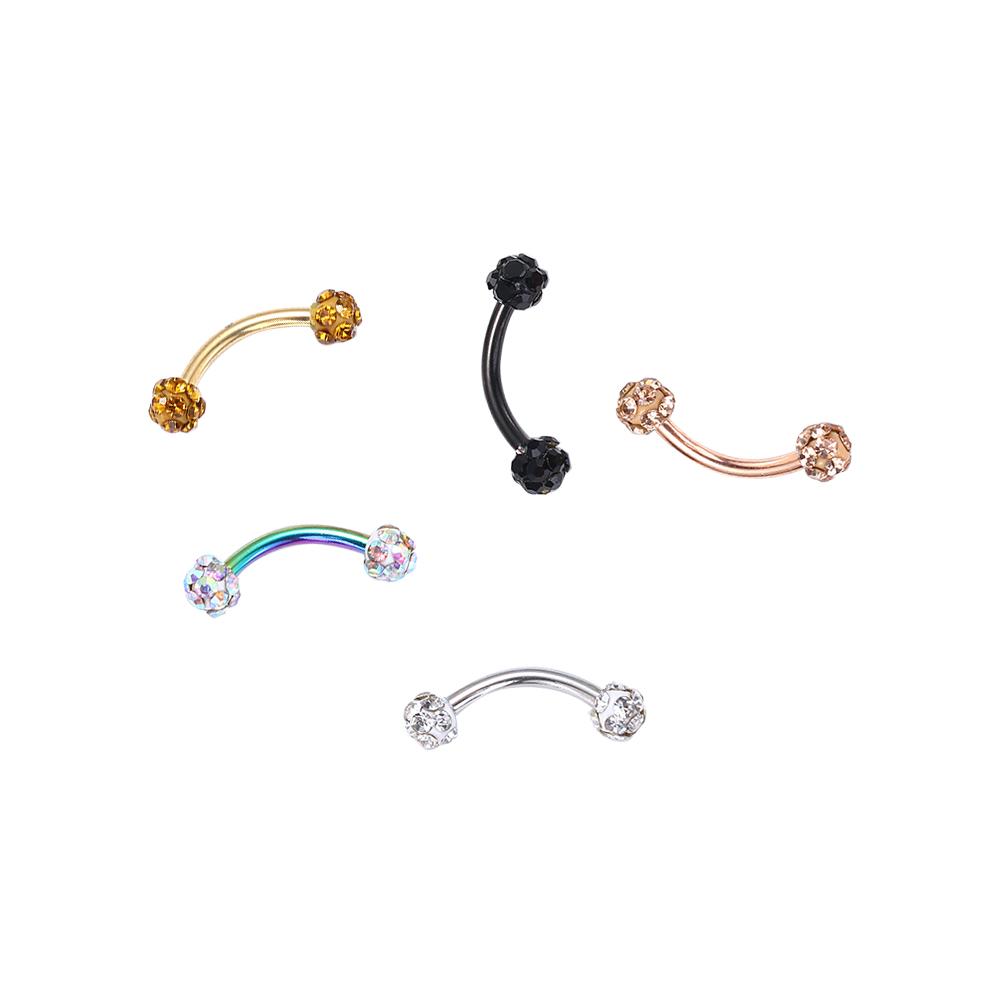 Rhinestone Stainless Steel Piercing Ring Ball Nose Ring Piercing Jewelry Fake Lip Stud Eyebrow Stud