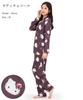 Hello Kitty Shirt Pajamas Powder Stretch Long Sleeve Long Pants Top and Bottom Set Loungewear [SAZAC] Women's (Charcoal Gray/M/SAN1906)