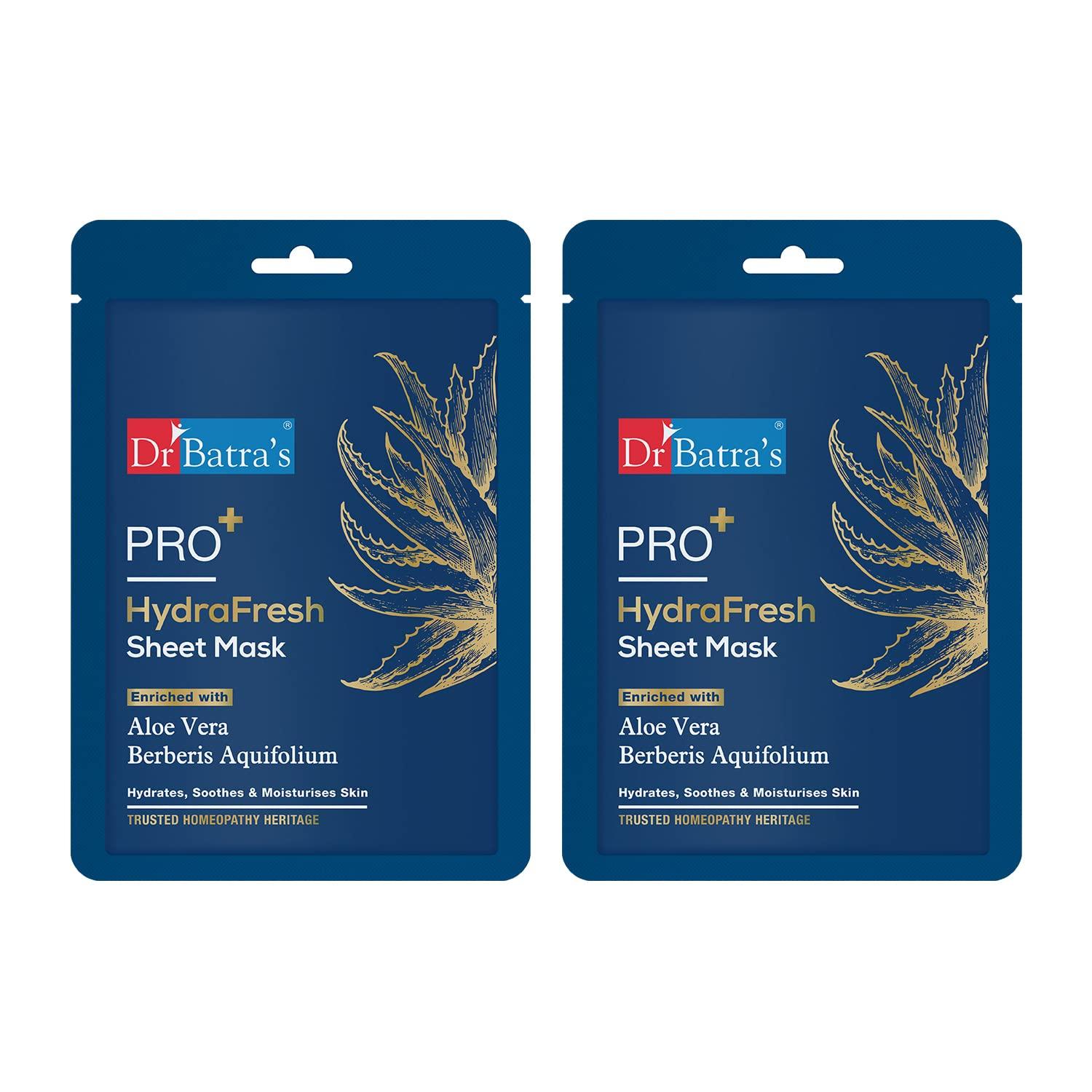 

Dr Batra s PRO+ Hydrafresh Sheet Mask For Deep Hydration, Smooth Glow Finish, Single Use Face Masks 25g X Pack Of 2