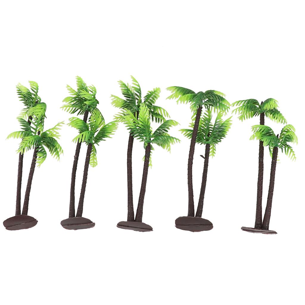 5Pcs Plastic Coconut Palm Trees for Miniature Garden Design Terrarium Assembly Fairy Garden Scenes Dollhouse Outdoor Decor