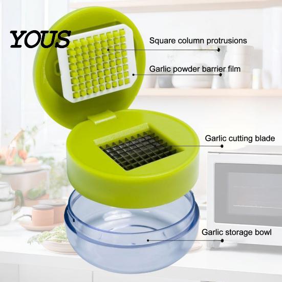 Professional Garlic Press Stainless And Chopper, with Storage Container, Steel Convenient Kitchen Blade Manual Mincer, for Tool Food Prep Crusher Box