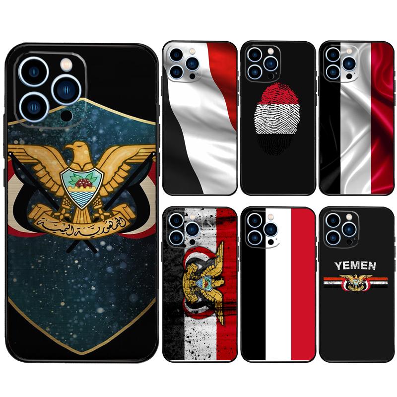 Jemen Flagge Wappen Hülle Für iPhone 16 15 14 11 12 13 Pro Max Mini X XR XS Max 7 8 16 15 Plus Hülle Funda