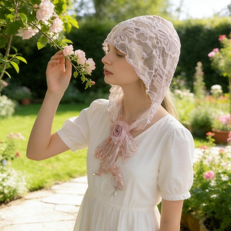 Elegant Hollow Out Mesh Head Wrap Soft Cupro Fiber Hat Bandana Headscarf For Summer Fashion Accessory