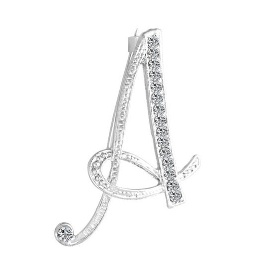 1 Pc Fashion Unisex Rhinestone English Letters Alphabet A-Z Brooch Pin Ornament
