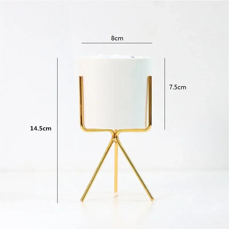 Nordic Ceramic Iron Art Marble Vase Pattern Rose Gold Green Table Plant Pot For Home Office Vases Decor Succulent Flower Pot