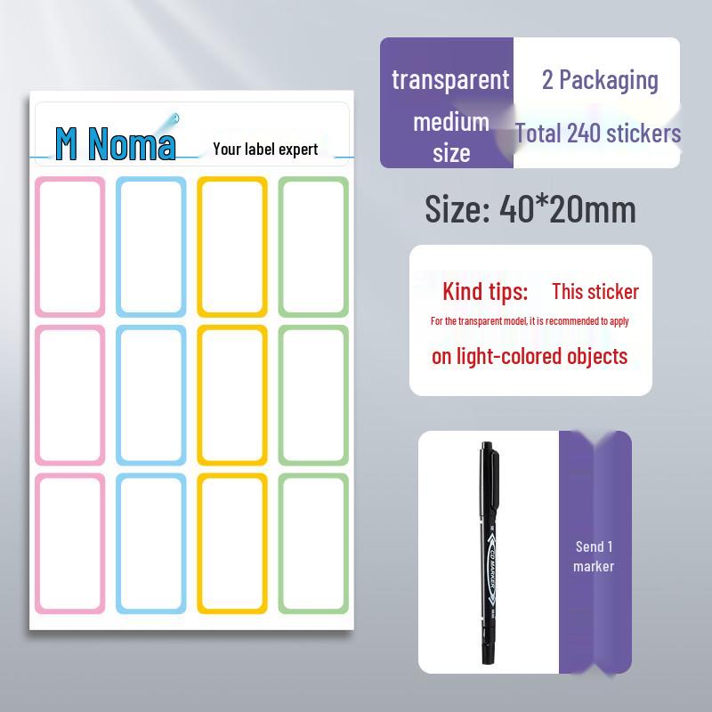 Waterproof Transparent Adhesive Name Stickers - Colorful and Self-Adhesive Labels