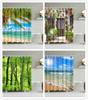 Shower Curtains Washable Beach Scene 120x180 3D Digital Landscape Printed Waterproof Bathroom Bath Curtain Polyester Fabric