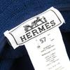 Excellent HERMES hat HERPER Tile fabric bucket hat with logo patch Navy 57 Used