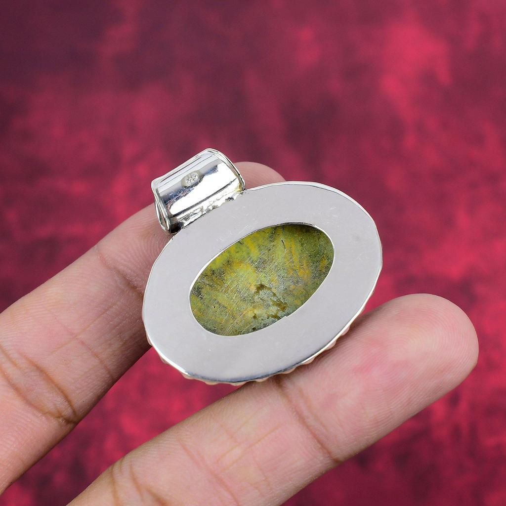 Hänge av hummeljaspis, 925 Sterlingsilver Ädelstenssmycken, Handgjort hänge, För Mors dag