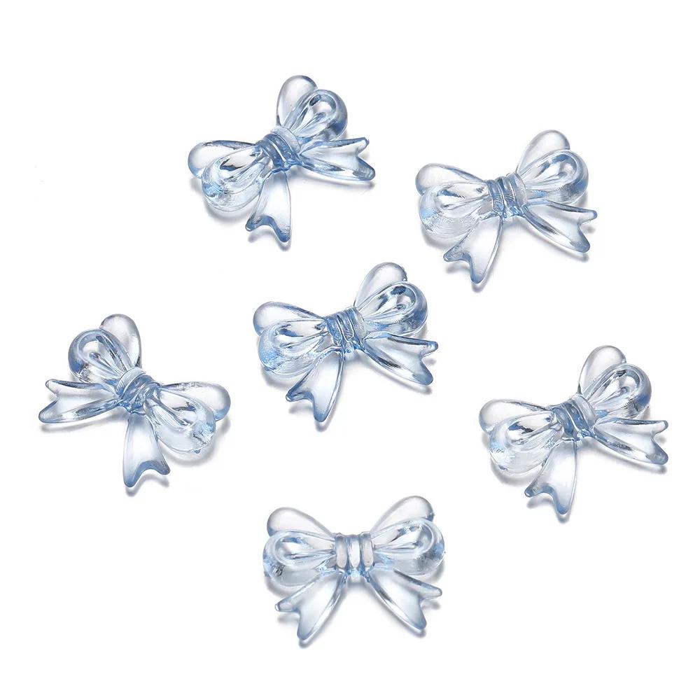 TX14 20Pcs/Lot 14x18mm New Exquisite Bowknot Transparent Spacer Beads DIY Pendants Necklace Bracelet Jewelry Trend Accessories