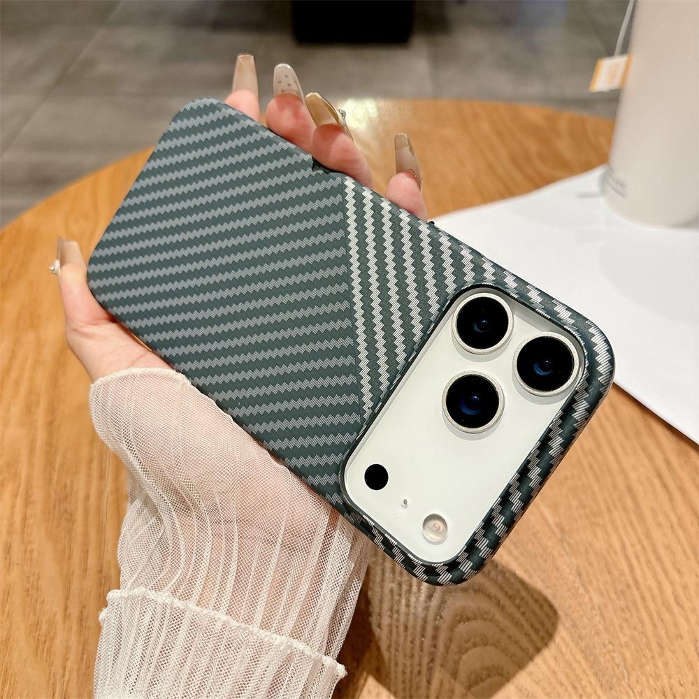 Carbon Fiber Kevlar Pattern for Magsafe Magnetic Phone Case for IPhone 17 Air 16 15 14 Plus 13 12 11 Pro Max Shockproof Cover
