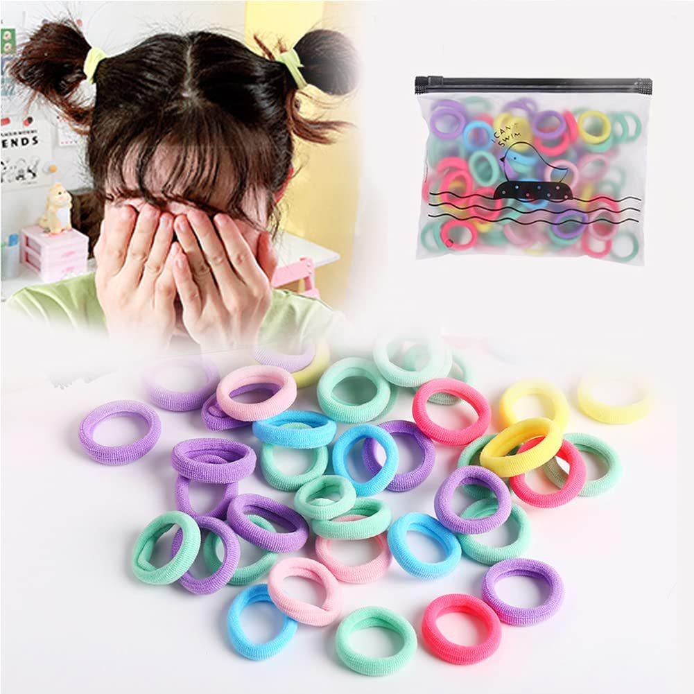 50/100Pcs Colorful Basic Nylon Ealstic Hair Ties for Girls Ponytail Hold Scrunchie Rubber Band Kid Fashion Hair Accessories